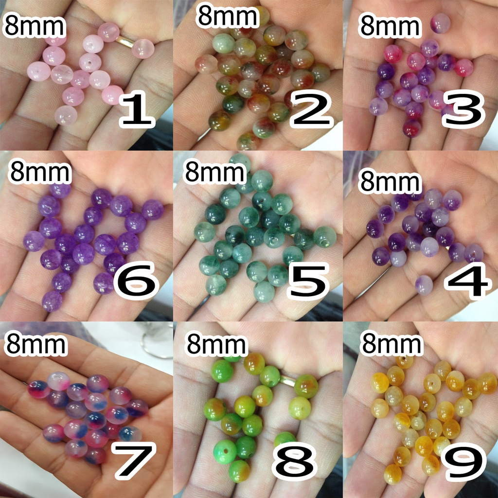 đá phong thủy 8mm : 1 dây 50 hạt = 40k [ đá loan màu ]