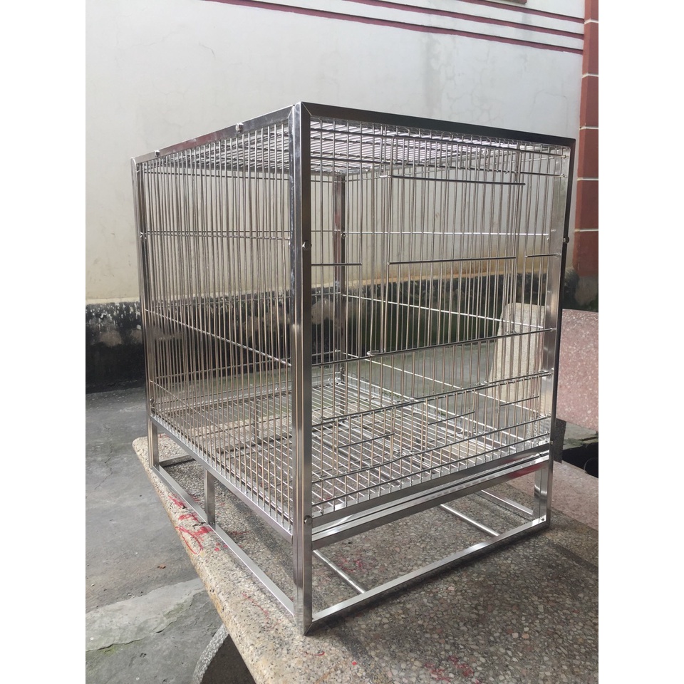 Lồng nuôi chim vẹt inox 201 có khay hứng phân kích thước nhỏ