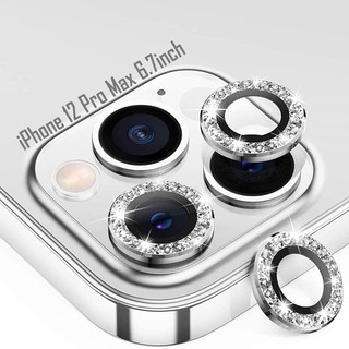 [Kuzoom]Bộ miếng dán kính cường lực Camera Diamond đính đá cho iP 12 Pro Max hiệu Kuzoom Lens Ring bảo vệ camera