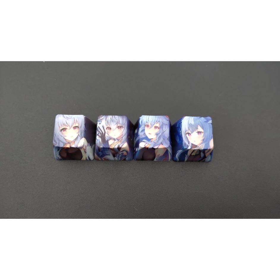 4-Phím / bộ Genshin Impact Keycaps DIY Bàn phím cơ học Anime Hồ sơ OEM PBT Keycap Ganyu Hutao Klee Keqing Morax Ayaka Venti