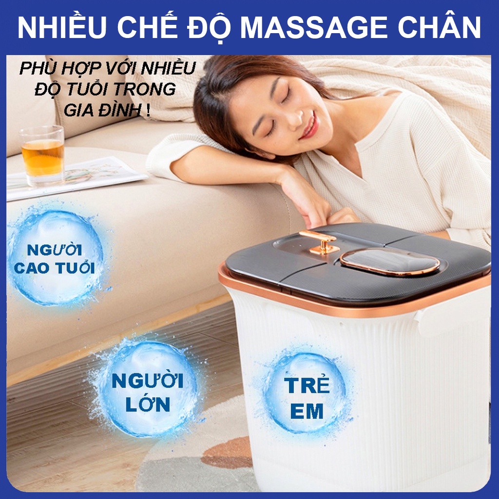 Bồn ngâm chân massage thảo dược trị liệu khử khuẩn thải độc cơ thể, máy ngâm chân mát xa chống giật an toàn tuyệt đối