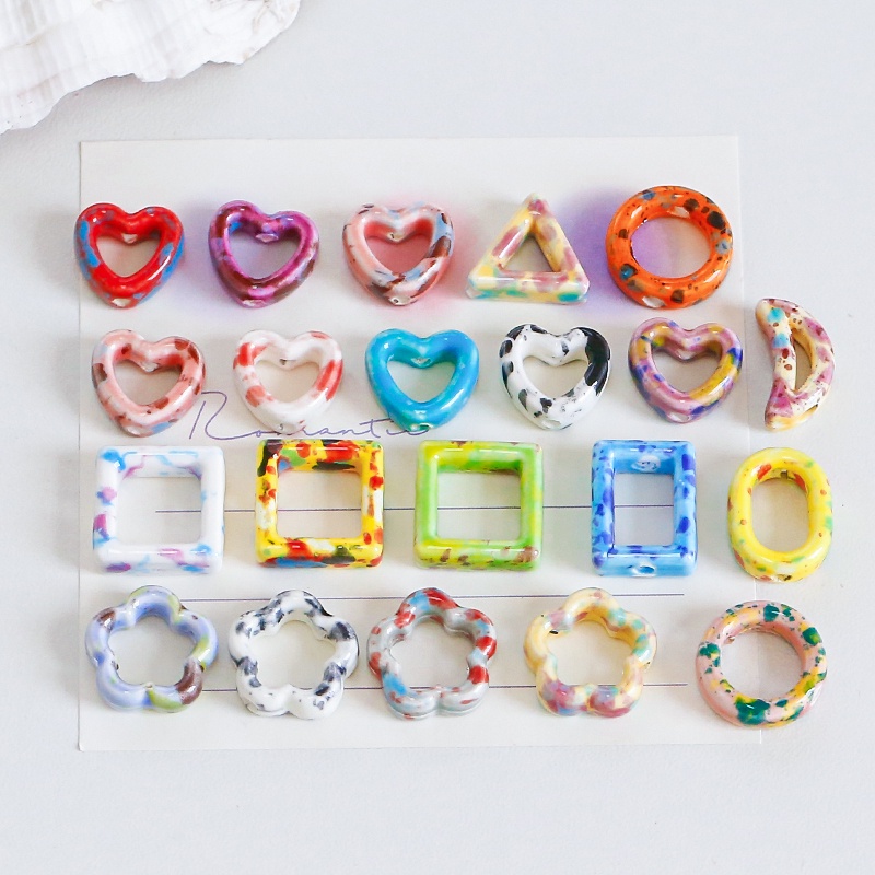 Hạt Cườm Bằng Gốm Hình Vuông Họa Tiết Hình Học Dùng Làm Trang Sức Thủ Công