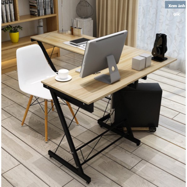 Bàn Gaming Máy Tính, Bàn Chữ L - KORE - Gỗ MDF Chống Xước Khay Bàn Phím, Giá Để PC, Bàn Làm Việc Chân Chéo KT 110x120cm