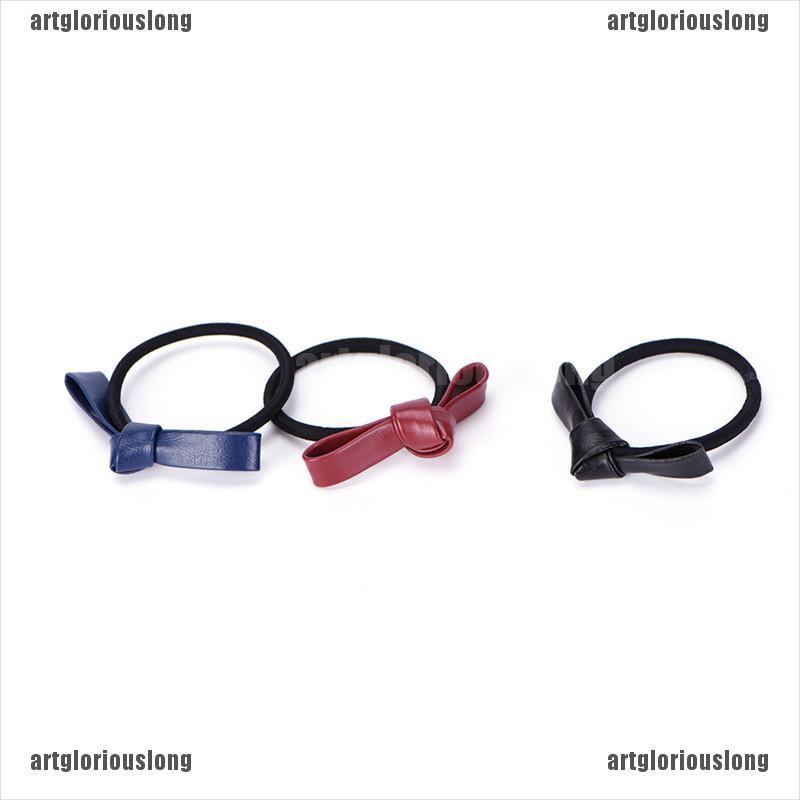 Dây Buộc Tóc Cao Su Co Giãn Bọc Da Phối Nơ Thời Trang Dành Cho Nữ