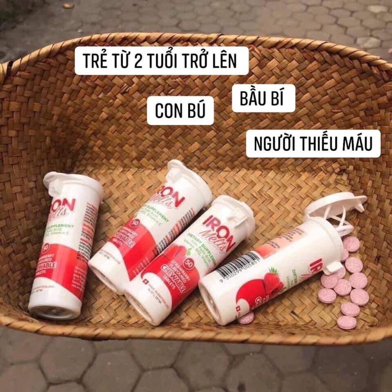 Viên sắt ngậm bổ máu Iron melts hộp 50 viên