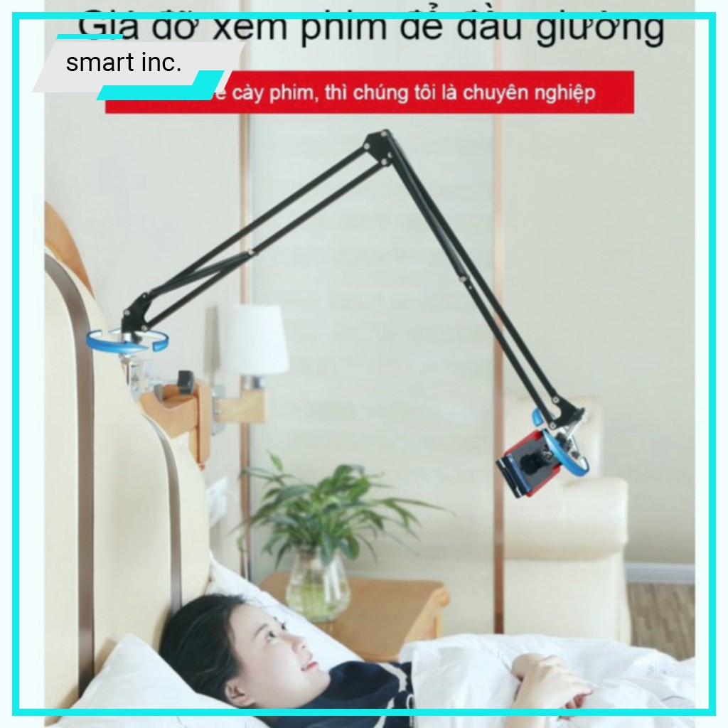 Kẹp Chân Đế Ipad Iphone Samsung Coi Xem Phim Chơi Game Livestream Giá Đỡ Điện Thoại Bằng Thép Để Treo Đầu Giường Để Bàn