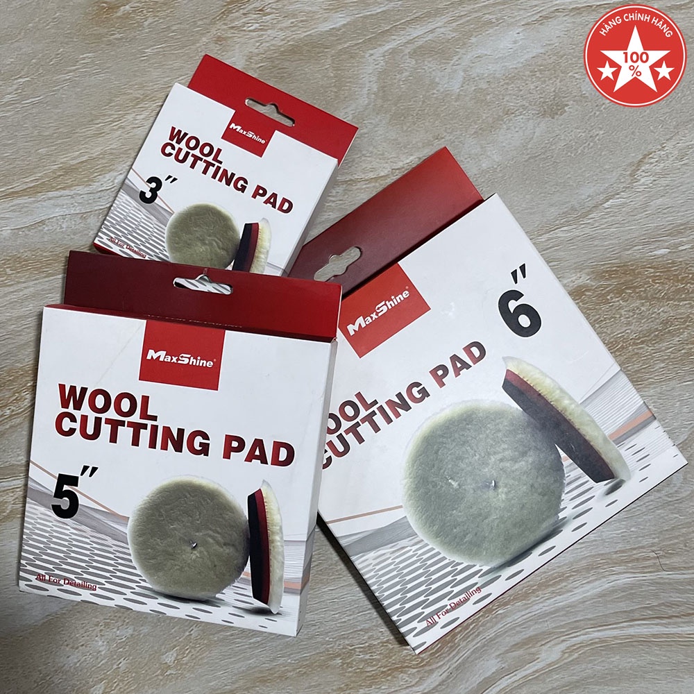 Phớt lông cừu đánh bóng MaxShine Wool Cutting Pad đế đệm xốp sợi dài 3in / 5in / 6in
