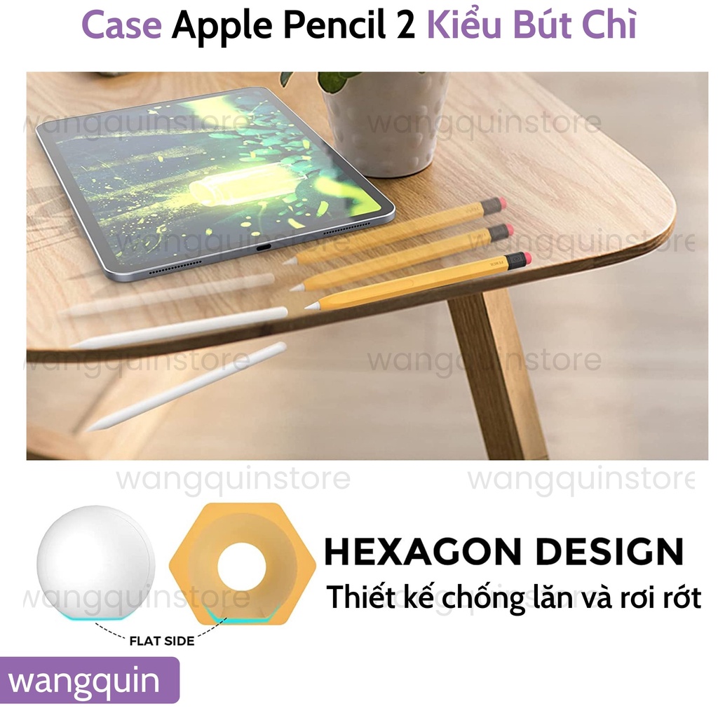 Vỏ bao ốp silicon case bút cảm ứng Kiểu bút chì pencil Gen 2 - Vỏ bọc bảo vệ bút cảm ứng cao cấp Sạc không cần tháo