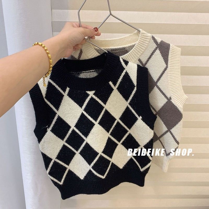 Áo Sweater Dệt Kim Không Tay Nhiều Màu Sắc Thời Trang Xuân Thu Dành Cho Bé Trai