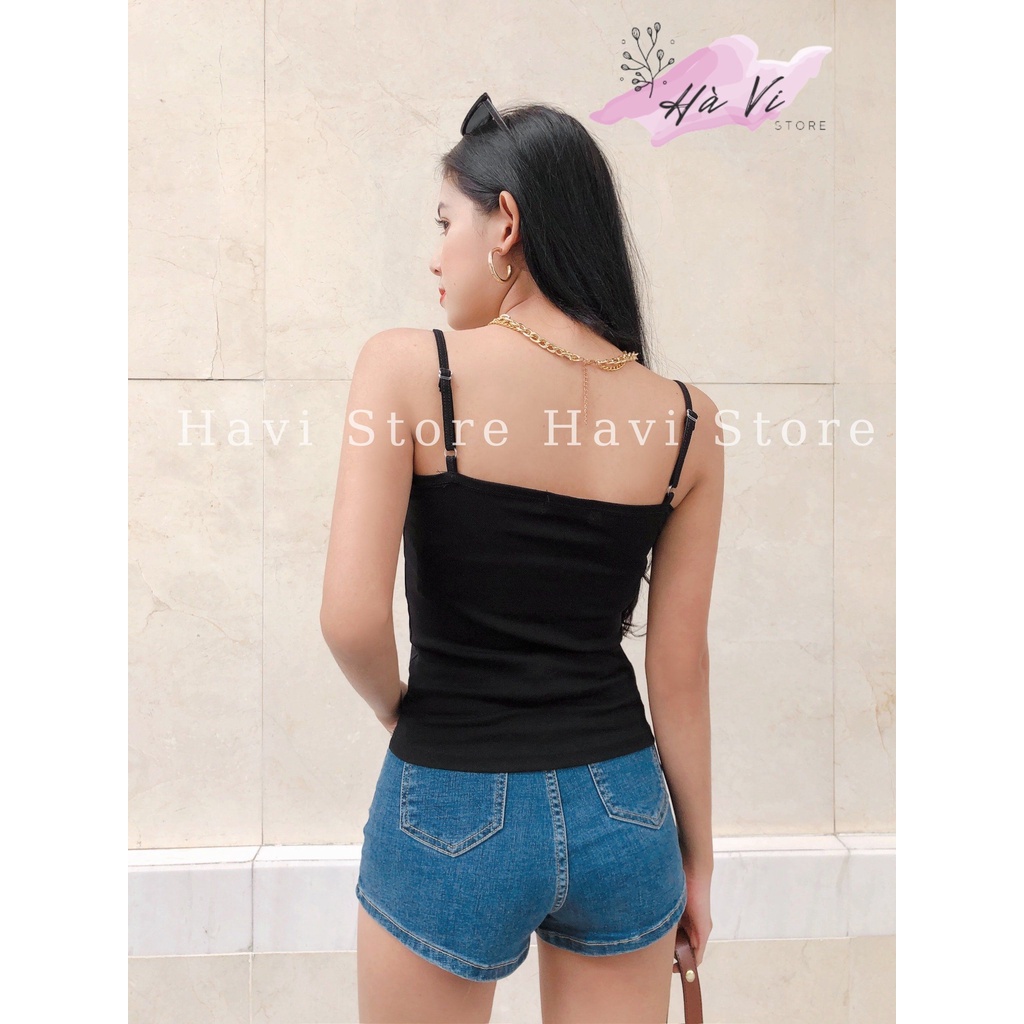 Áo hai dây dáng ôm không đệm vải cotton co giãn | BigBuy360 - bigbuy360.vn