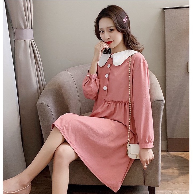Váy bầu công sở nhún lệch tầng