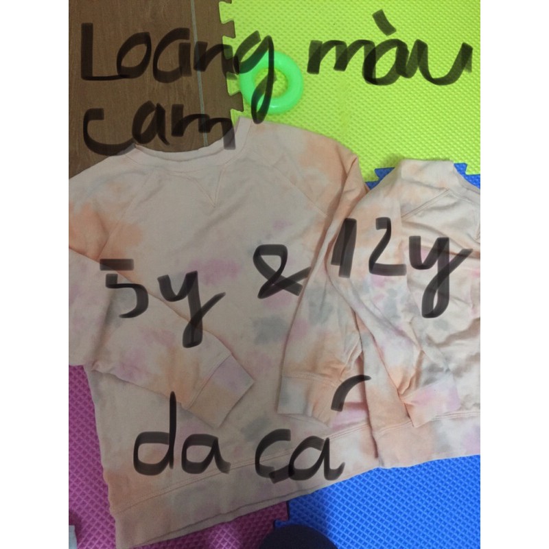 áo bé màu cam kiểu loang màu cond size 5tuoi và 12tuoi vải nỉ da cá dày đẹp