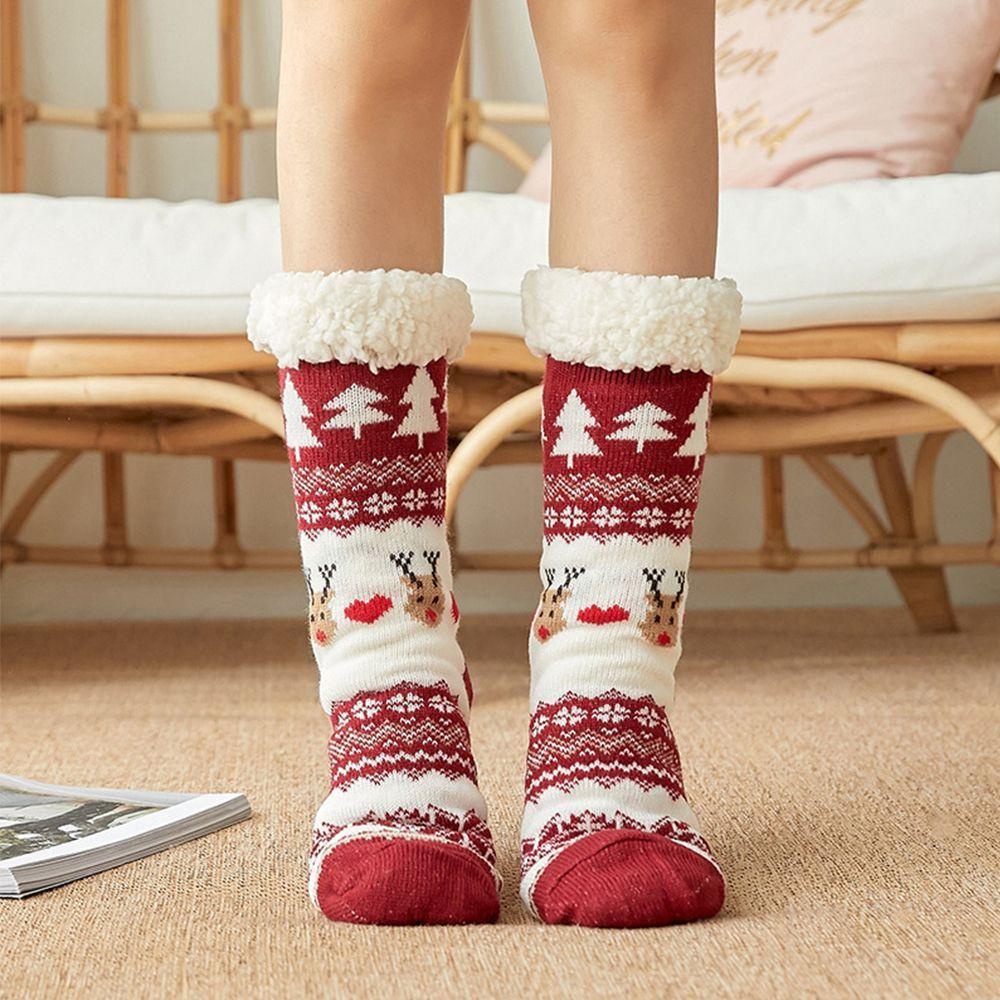 1 Đôi Vớ Ngủ Giữ Ấm Họa Tiết Giáng Sinh Cho Nữ