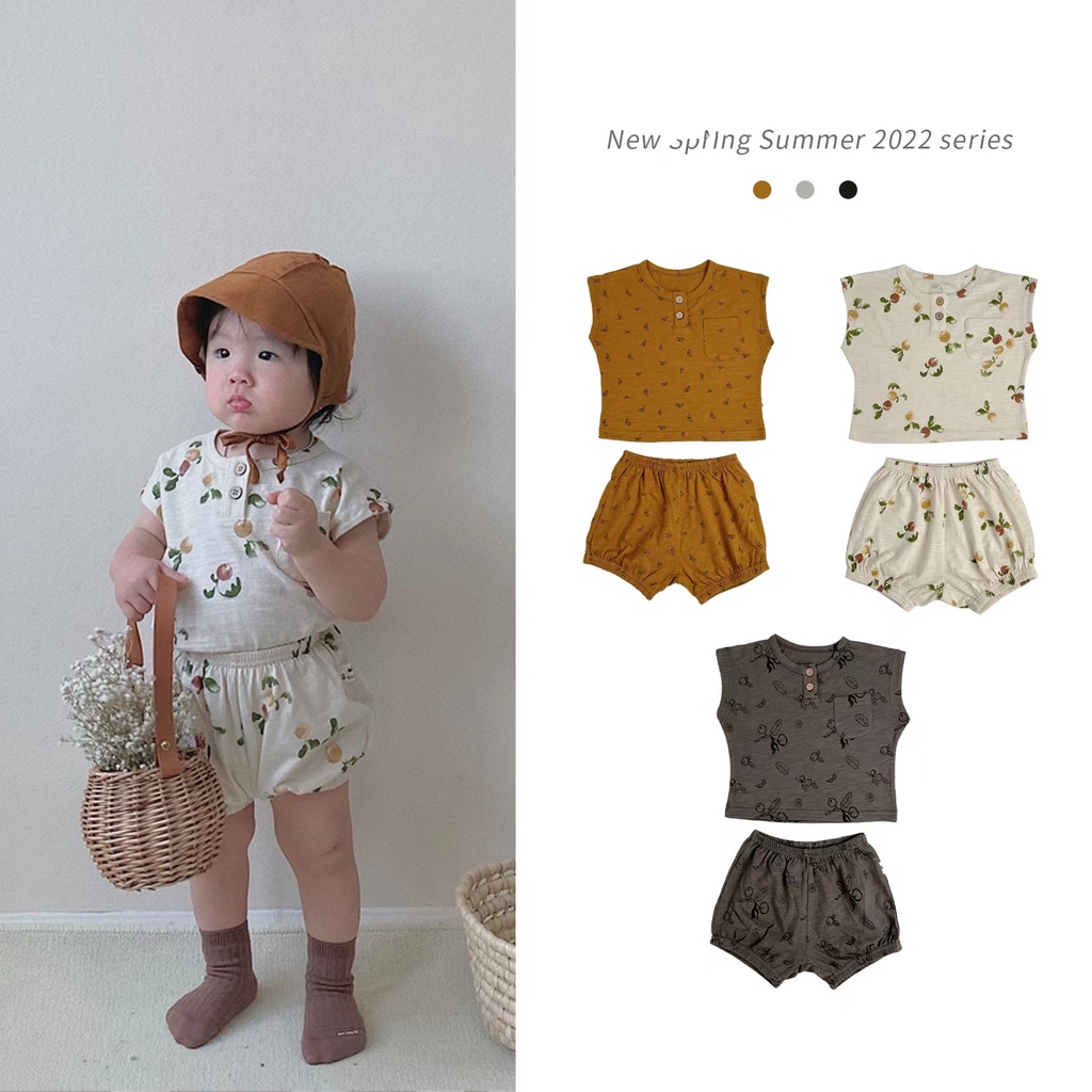 Bộ Đồ Ngủ 2 Mảnh Áo Thun Cotton + Quần Short Dành Cho Trẻ Em