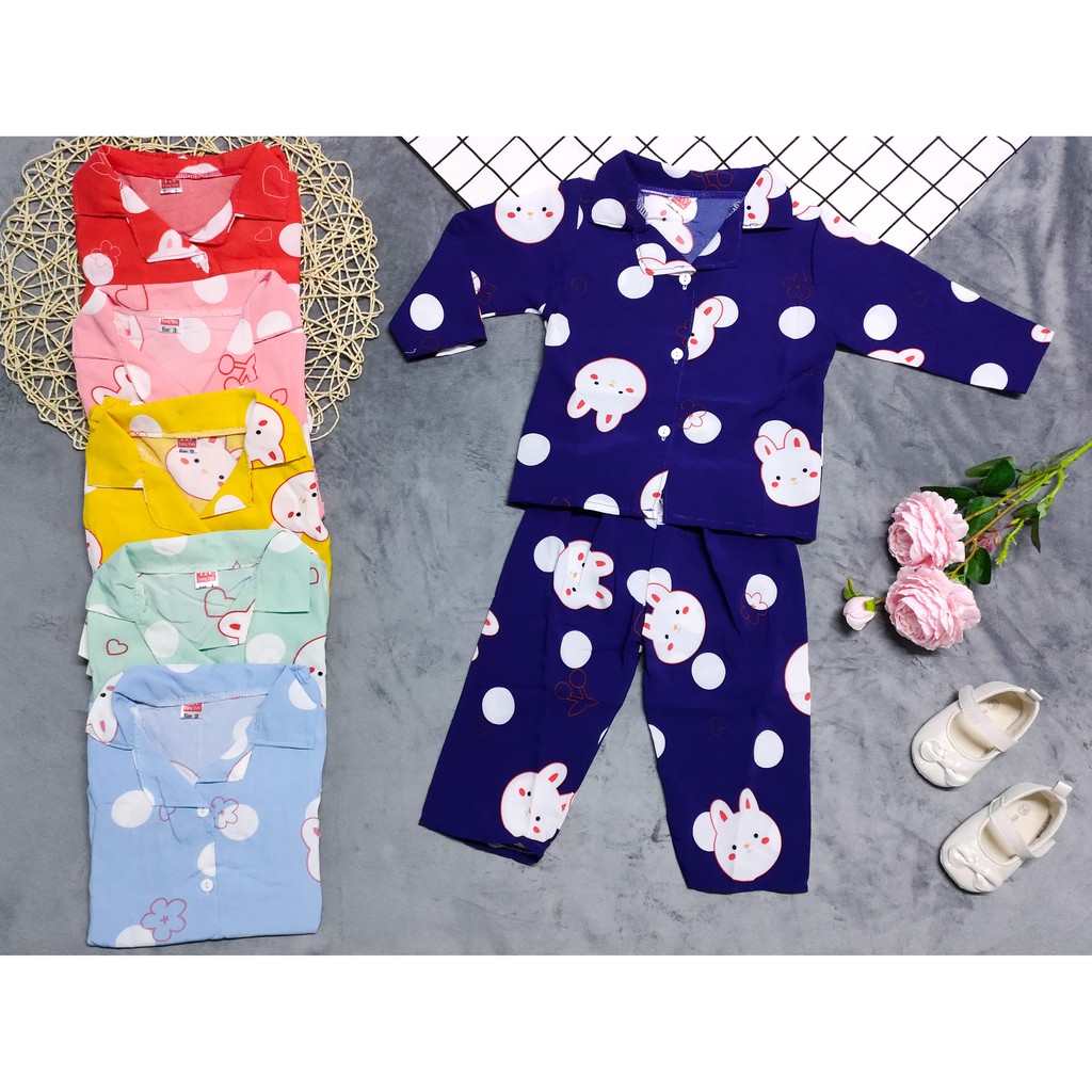 ( họa tiết ngẫu nhiên) Bộ lụa pijama bé gái