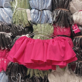 Áo kiểu nữ dáng croptop bẹt trễ vai 2 tầng xinh