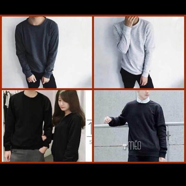 [HCM] (40-70kg) Áo sweater unisex chất nỉ bông mỏng. trơn - basic.