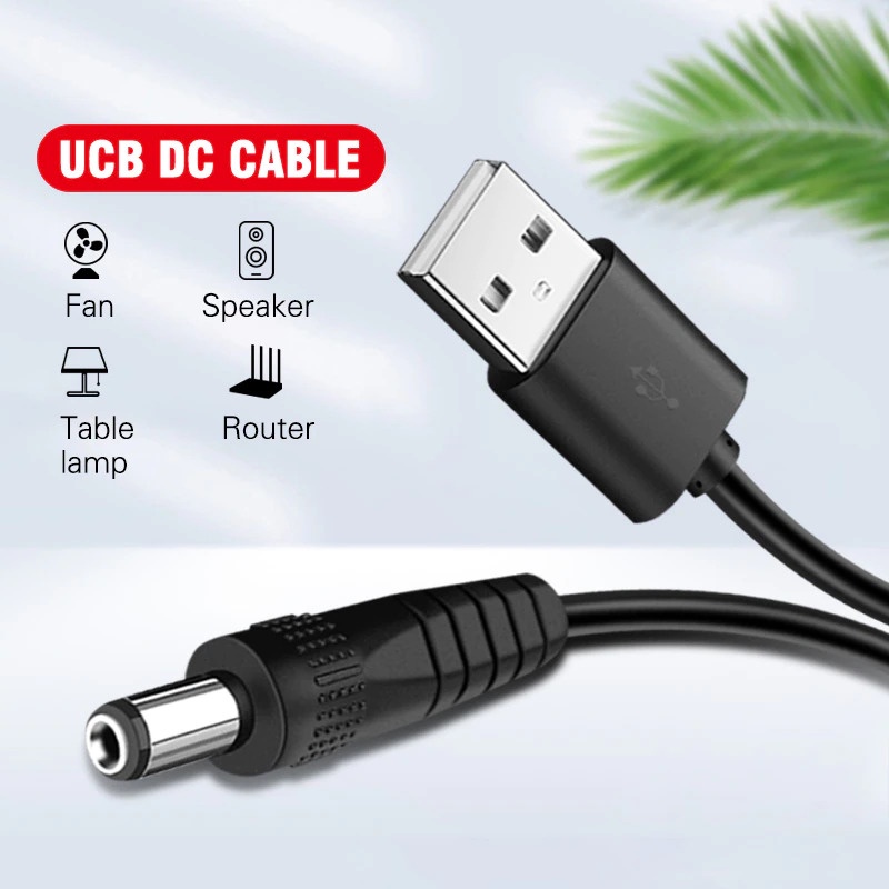 USB To DC 5V - 12V Charger Power Cable 5.5mm - 3.5mm Plug Jack Adapter  - Chiều dài 1M Dành cho router WiFi, đèn, loa