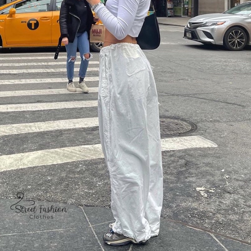 Quần suông cargo nữ dây rút eo thời trang cá tính, trending 2022