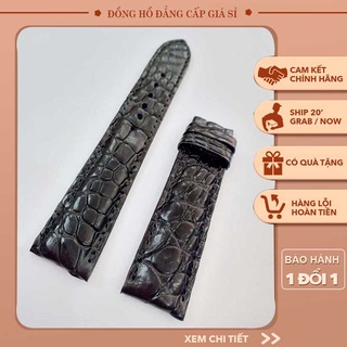 [SIÊU ĐẸP] Dây đồng hồ da cá sấu gai nổi may tay cho nam size 20mm (màu đen)