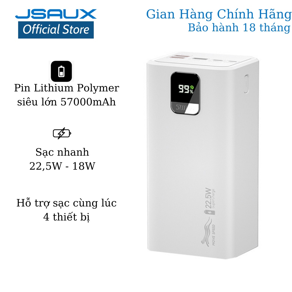 Trạm Sạc Dự Phòng Dung Lượng Pin 57000mAh MOVESPEED H60 - Sạc Nhanh USB-A QC 3.0 22,5W Và Sạc Nhanh USB-C PD 18W