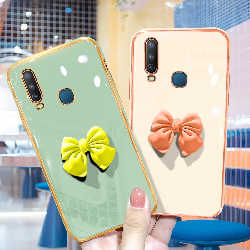 Ốp Điện Thoại Hình Nơ 3D Cho Vivo Y11 Y20 Y21 Y33S Y91C V11 V11i S1 Pro Y12A Y12S Y20i Y15S V20 Y12 Y15 Y17 Y50 Y30 V15 Y19 V9 Pro