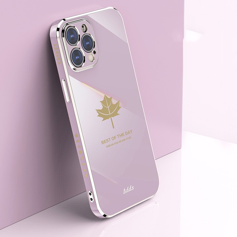 Ốp Điện Thoại Mạ Hình Lá Phong Cho iPhone 11 Pro X XS Max XR 6 6S 7 8 Plus Se 2020