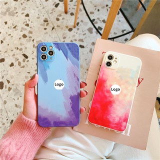 For IPhone 11 12 Pro Max Watercolor Case Square for iPhone X XS MAX XR 6 7 8 Plus Lens Protection Liquid Silicone Soft Case