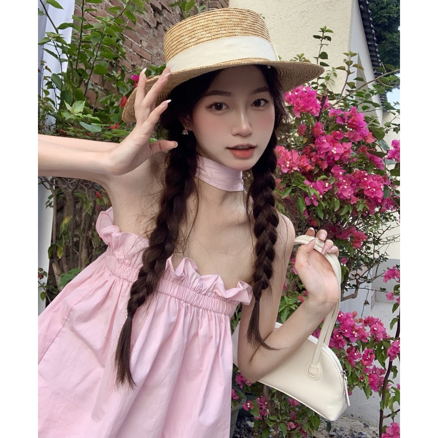 Áo Quây Cúp Ngực Nhún Dây Cổ LSEOUL A2536 Mềm Mại Thoáng Mát Màu Pastel Nữ Tính