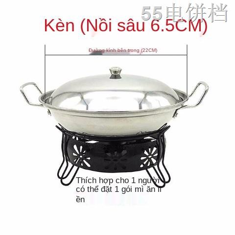 Nồi lẩu nhỏ dày inox có nắp tròn đáy nồi khô Bộ bếp cồn rắn