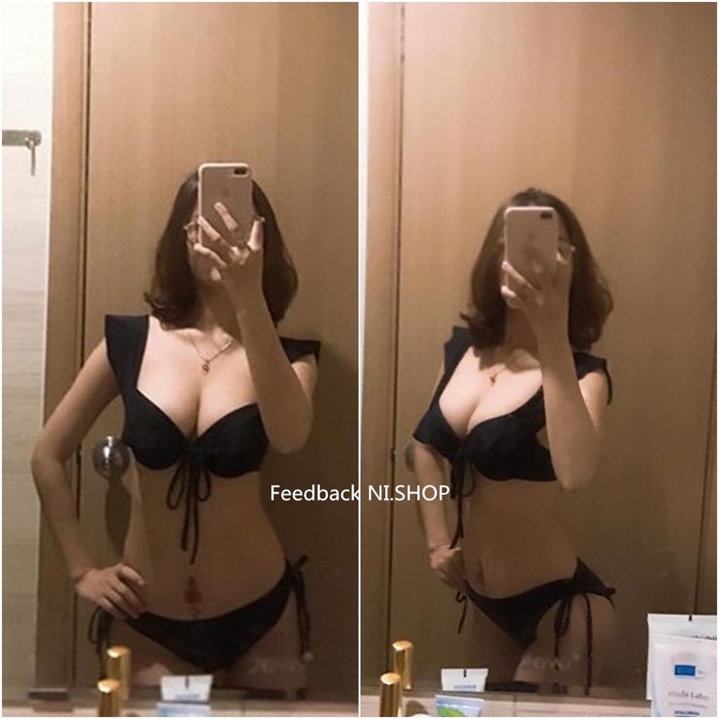 Bikini cánh tiên màu cam đất xinh xắn Đồ bơi có gọng đệm dày nâng ngực G08