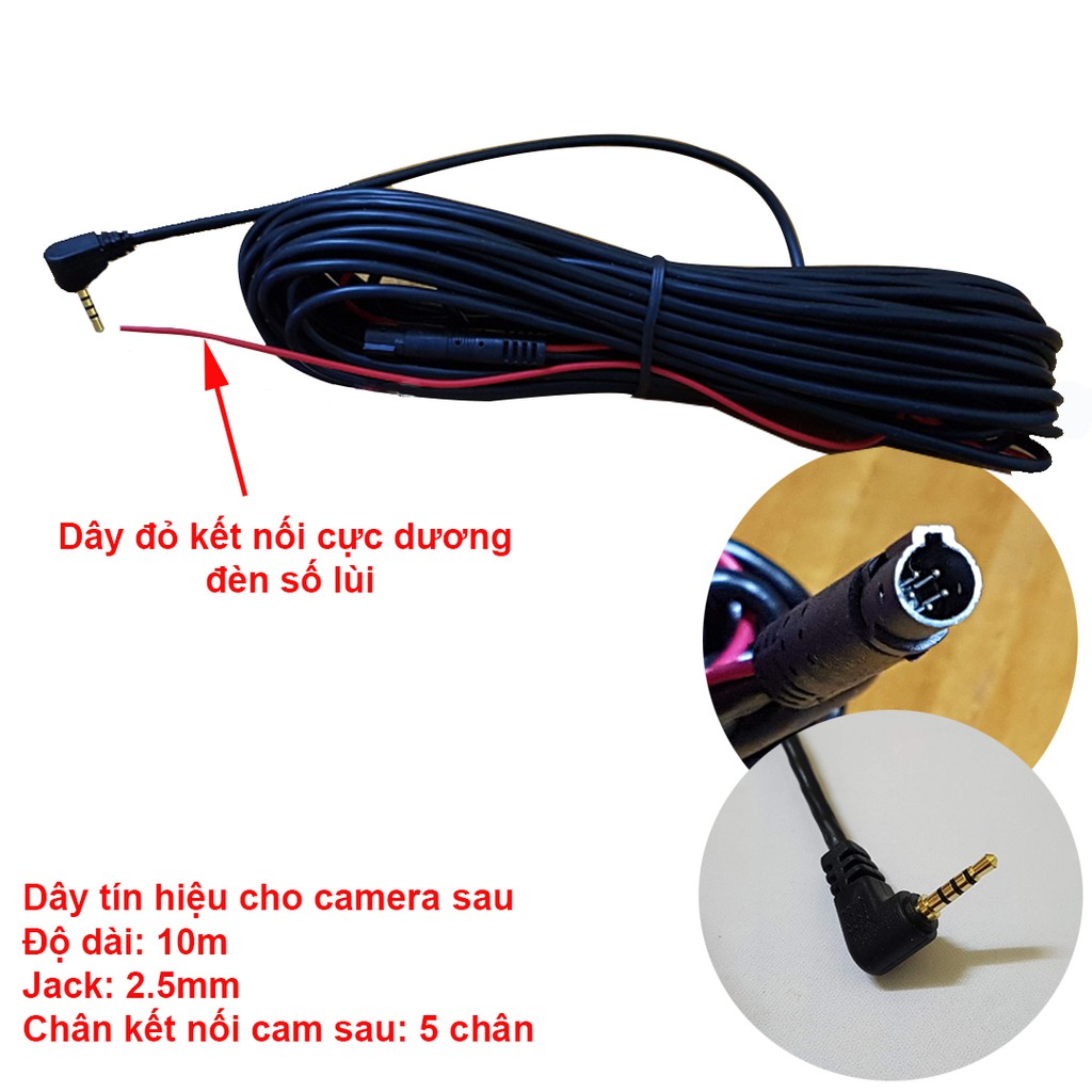 Dây tín hiệu cho camera lùi, jack 2.5mm loại 4 chân và loại 5 chân. Dài 10m | BigBuy360 - bigbuy360.vn