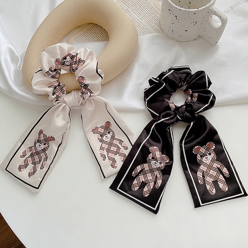 Ruy băng cột tóc hình gấu, dây buộc tóc dành cho nữ phong cách Hàn Quốc
