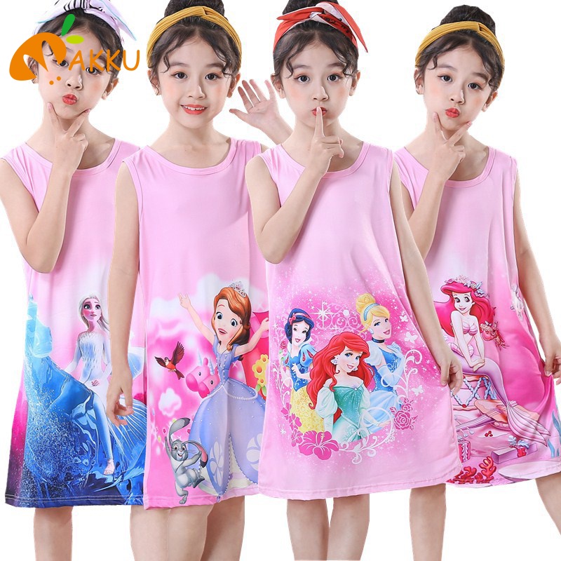 Đầm Ngủ In Hình Chuột mickey Đáng Yêu Cho Bé Gái akku