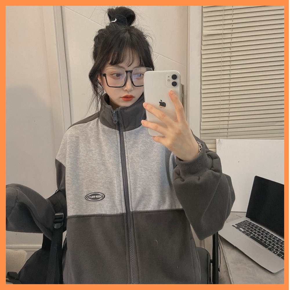 Áo khoác nỉ ấm phối màu đen trắng from to đẹp chuẩn ảnh mã 18