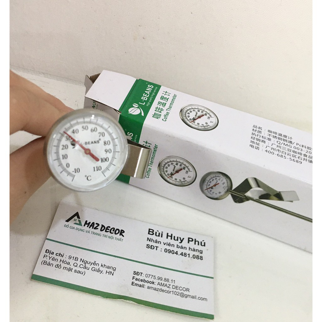 [Giá sỉ] Đồng hồ đo nhiệt bằng cơ, nhiệt kế cơ L-Beans, dùng đo nhiệt độ trong pha chế chuyên nghiệp chính xác