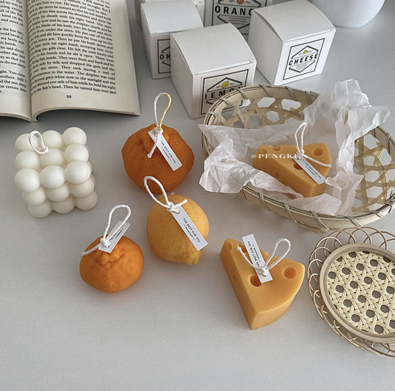 Ins Korea Rubik's Cube Scented Candle Cheese Soy Handmade Candle Jo Malone Perfume Blue Wind Chime English Pear and Freesia Scented Candle Christmas Gift Souvenir Decoration Home Decoration