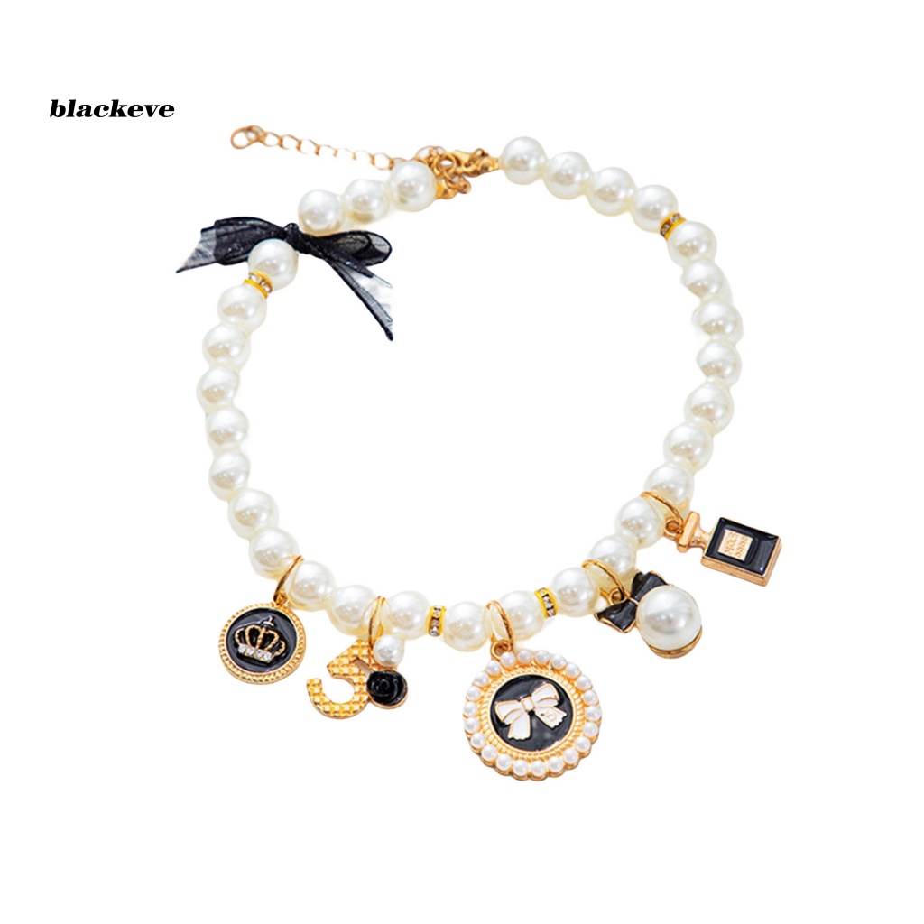 Vòng Cổ Ngọc Trai Nhân Tạo Phối Mặt Hoạt Hình Dễ Thương Cho Thú Cưng