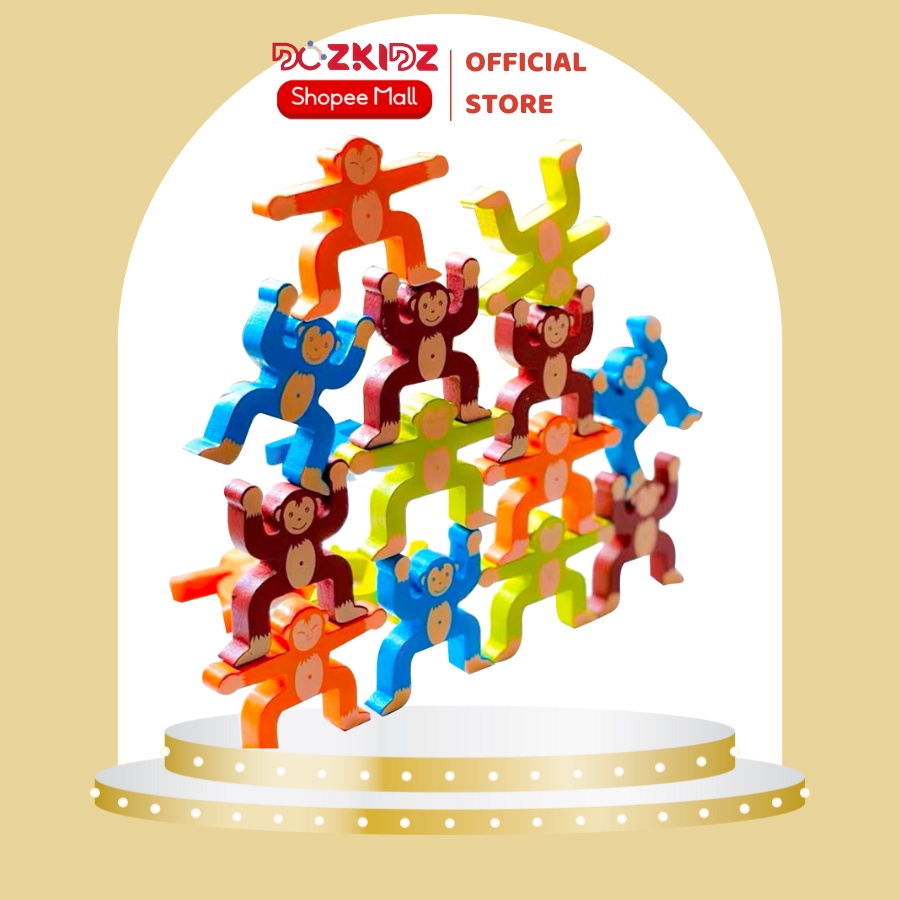 Đồ chơi gỗ tư duy sáng tạo - Xếp 15 khỉ thăng bằng - DOZKIDZ