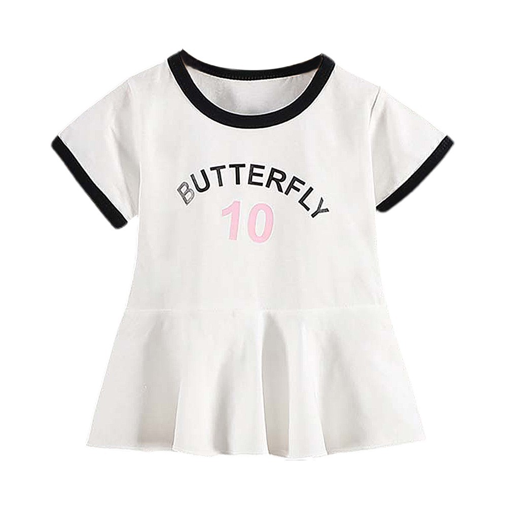 Đầm Tay Ngắn Hoạ Tiết Chữ In Thoải Mái Cho Bé Gái