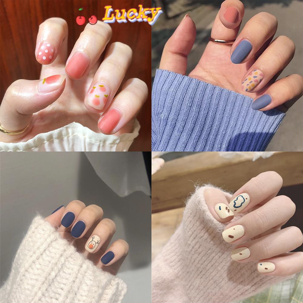 (Hàng Mới Về) Bộ 24 Móng Tay Giả Có Thể Tháo Rời Thời Trang Nhiều Màu Cho Nữ