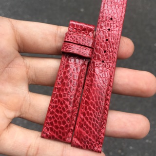 Dây đồng hồ da chân đà điểu màu đỏ
