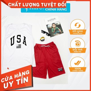 Bộ Thể Thao THIFU FASHION Chữ USA In Sắc Nét Chất Liệu Thun Lạnh, Kiểu Dáng Phù Hợp Cả Nam Nữ  ཾ