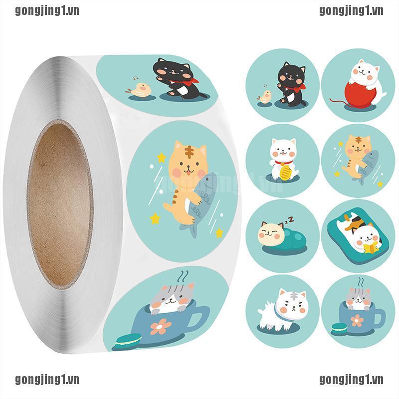 Set 500 Miếng Dán Chữ Thank You Hình Mèo Dễ Thương
