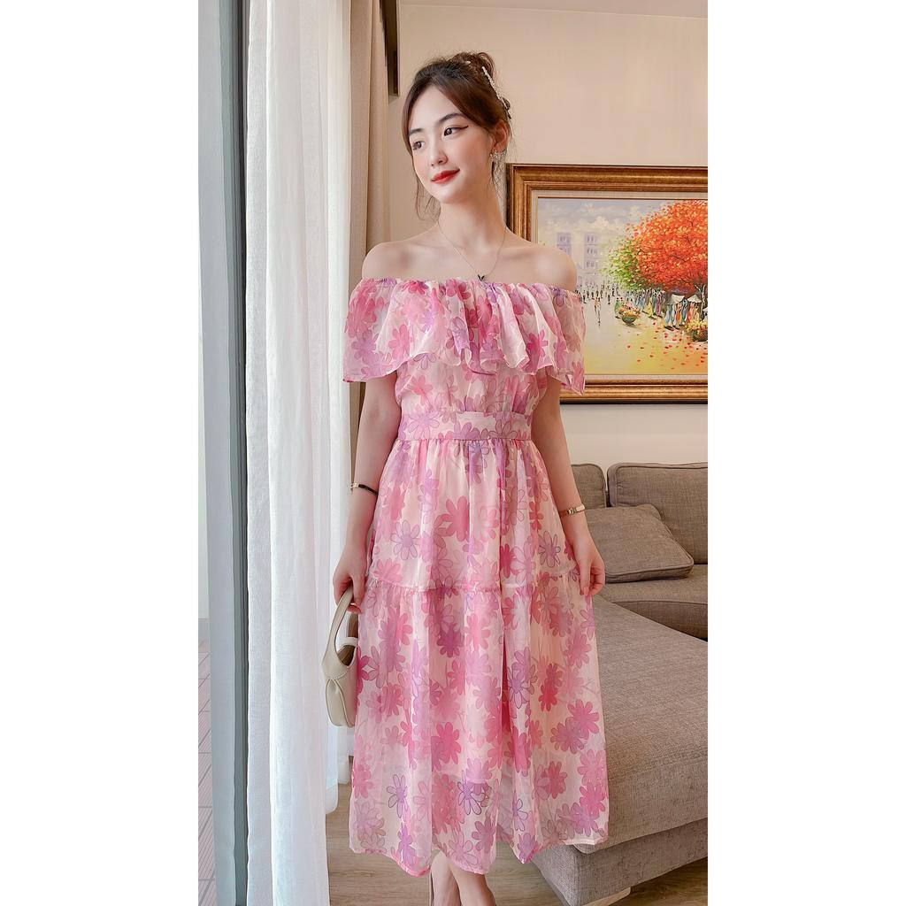 VÁY TƠ HOA TRỄ VAI