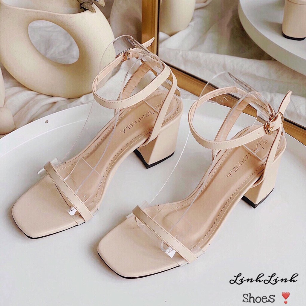 Sandal quai mica pha da gót trụ vuông - 5P