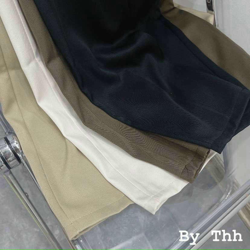Quần vải nữ chất RU.BY cạp liền kèm đai, quần tây baggy cạp cao đi học đi làm bảng màu siêu đẹp