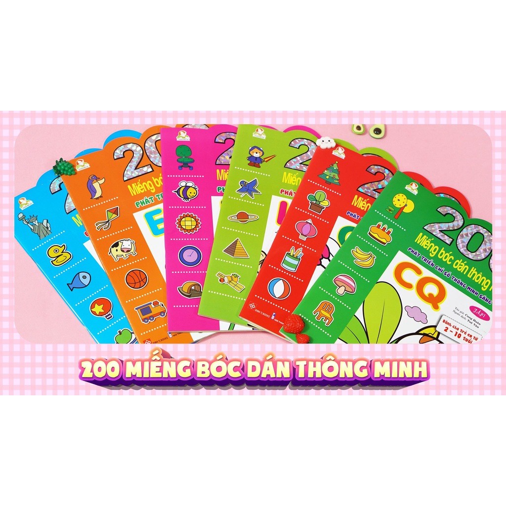 SÁCH - COMBO:200 Miếng bóc dán thông minh 2-10 tuổi (6 tập)
