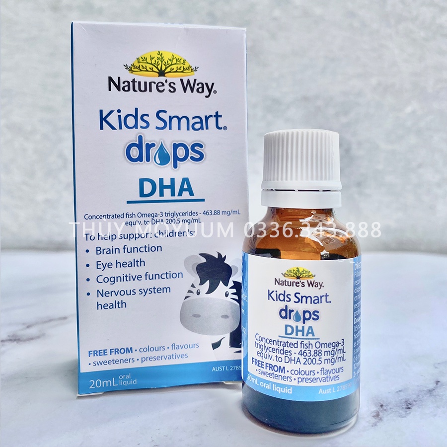 DHA dạng giọt Nature's Way Kids Smart Drops Giúp tăng IQ, phát triển não bộ cho bé 20ml- Úc