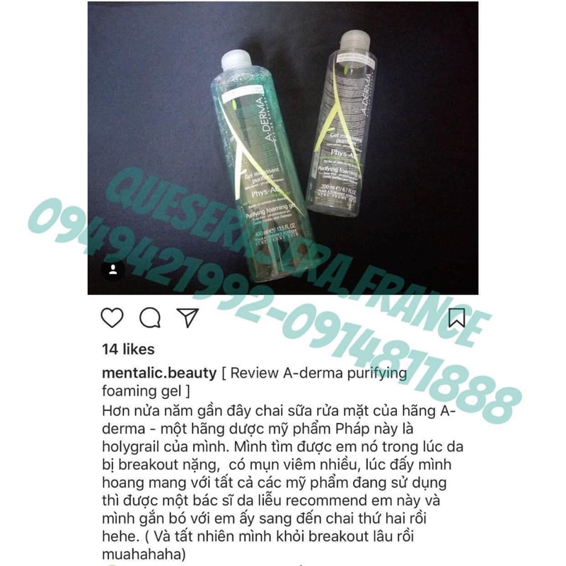 Sữa rửa mặt aderma dạng gel
